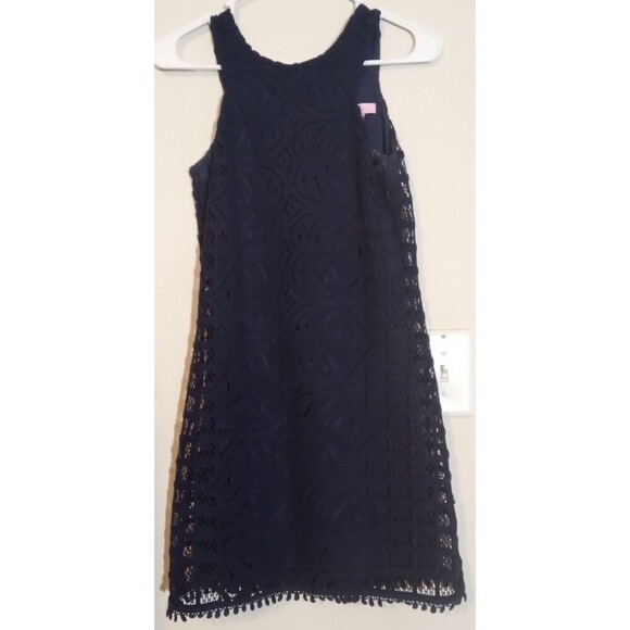 Lilly Pulitzer Dresses & Skirts - Lilly Pulitzer Mango Shift Dress True Navy Leafy Palm Lace Sleeveless Lined XXS